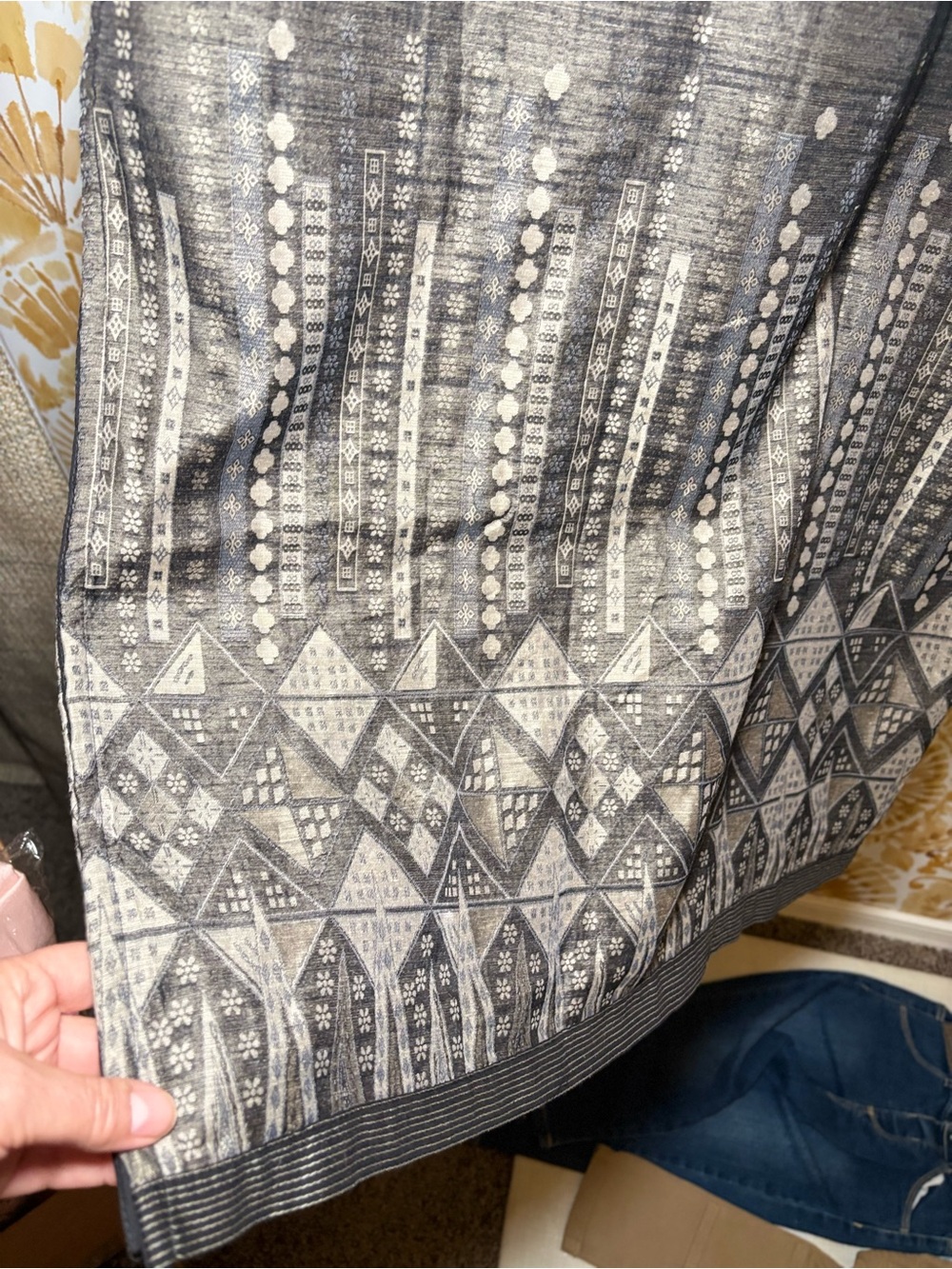 Sakshi Sleeveless Black & Taupe Patchwork Tunic Top | Boho Art-to-Wear - Picture 8 of 11